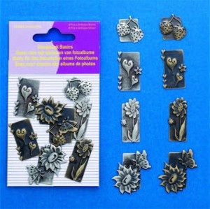 Hobby & Crafting Fun scrapbook bedels natuur 8 stuks 11810-4002 (Locatie: K3)