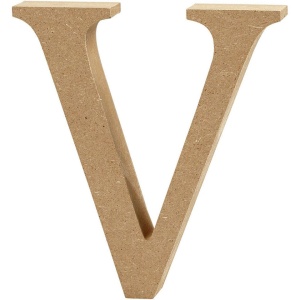 Letter V, hoogte 13 cm, dikte 2 cm, MDF, 1stuk (Locatie: KB)