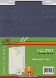 Lomiac kaart blauw met vierkant A6 5 stuks LC2101 (Locatie: Q016 )