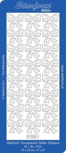 Starform sticker transparant glitter zilver strikjes 7023 (Locatie: A291)