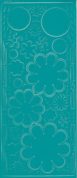 Stickervel turquoise bloemen 0400 (Locatie: S108)