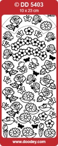 Stickervel zilver bloemen DD5403 (Locatie: A213)