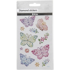 Diamond stickers, vel 10x15,5 cm, vlinders, 284038 (Locatie: 4822)