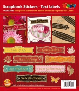 Doodey Scrapbook stickers duitse teksten GS 653049 goud (Locatie: 4211)