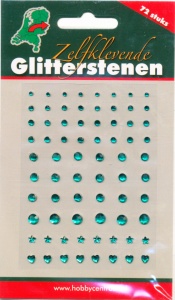 Hobbycentraal zelfklevende glitterstenen groen 80 st. 6.000.347