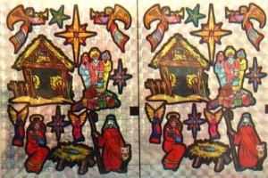 Holografische knipstickers kerstmis 5 vel 007 (Locatie: Q010)