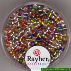 Rayher rocailles 2 mm ass. met zilverdetail 17 gr. 1406449 (Locatie: K3)