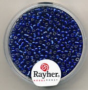 Rayher rocailles 2 mm donkerblauw met zilverdetail 17 gr. 1406410 (Locatie: K3)