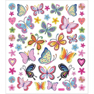 Stickers, vel 15x16,5 cm, vlinder, 28885 (Locatie: 2201)