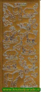 Stickervel goud dieren DD5357 (Locatie: G257 )