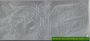 Stickervel zilver huis met sleutels (Locatie: G170)