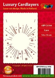 Doodey luxe oplegkaart A6 vuurwerk ivoor 3 stuks BPC5704 (Locatie: T147 )