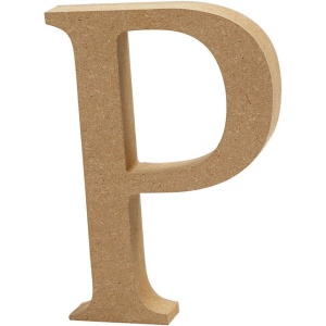 Letter P, hoogte 13 cm, dikte 2 cm, MDF, 1stuk (Locatie: KB)