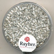 Rayher stiftkralen 2x2 mm wit met zilverdetail 16 gr. 1430122 (Locatie: 3RL5 )