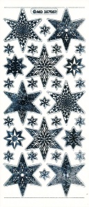 Stickervel kerstmis sterren transparant zilver MD357052 (Locatie: U254)
