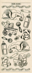 Stickervel transparant goud geboorte MD356402 (Locatie: U212)
