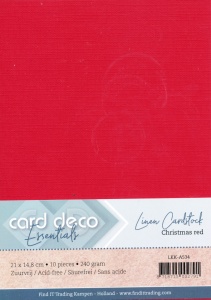 Card Deco linnen karton A5 kerstrood, 10 vel LKK-A534