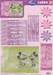 Disney Vintage - CARDS 3D Mickey & Minnie Verjaardag A4 knipvel CARDS 47 NL (Locatie: 1752)