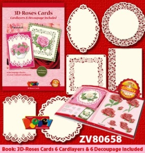 Doodey 3D-kaartenpakket rozen met boekje en oplegkaarten ZV80658 (Locatie: 4533)