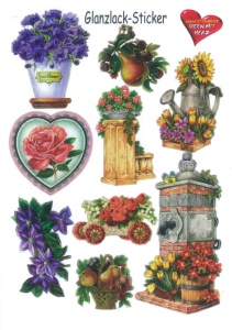 Glanssticker bloemen, A4, 3 (Locatie: 0351)