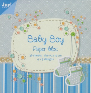 Joy! Crafts Baby Boy papierblok, 36 vel 9 designs, 15x15 cm 6011/0024