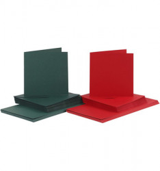 Kaarten en enveloppen 15 x 15 cm Rood en Groen 50 sets 23116