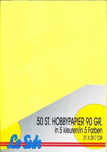 Le Suh A4 hobbypapier 90 gr. 50 vel 5 kleuren 415298 (Locatie: 6754)