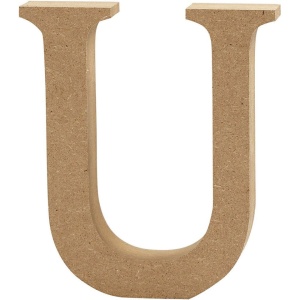 Letter U, hoogte 13 cm, dikte 2 cm, MDF, 1stuk (Locatie: KB)