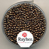 Rayher rocailles 2 mm koper met zilverdetail 17 gr. 1406424 (Locatie: K3)