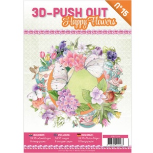 Stansboek Happy Flowers 24 afbeeldingen en 8 designpapier, 3DPO10015 (Locatie: 0432)
