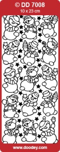 Stickervel zilver sneeuwmannetjes DD7008 (Locatie: K193)
