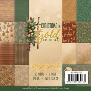 Amy Design, Paperpack, 15.2 x 15.2 cm, Christmas in Gold, ADPP10027 (Locatie: s2)