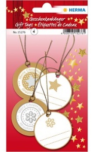 Herma cadeaukaartjes Kerstmis goud 6 stuks 15276