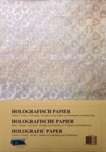 Holografisch papier Hartjes zilver 5 vel A4 HP-106 (Locatie: 4332)