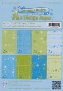 Le Crea Design, design paper, Green & Blue, A5 51.0058 (Locatie: s2)