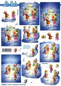 Le Suh knipvel Kerst kinderen in de sneeuw 777570 (Locatie: 5560)