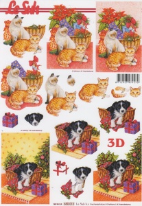 Le Suh knipvel kerstmand met poes 650012 (Locatie: 4526)
