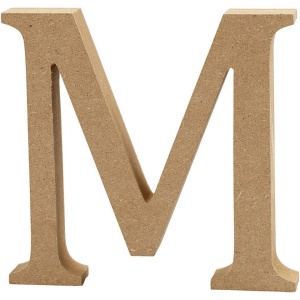 Letter M, hoogte 13 cm, dikte 2 cm, MDF, 1stuk (Locatie: KB)