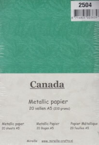 Mireille Metallic Papier A5, groen , 20 vellen (Locatie: q033)