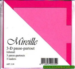 Mireille vierkante kaart roze 13,5 cm x 13,5 cm 3 stuks 2110 (Locatie: D90 )