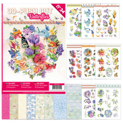Stansboek Butterflies, 24 afbeeldingen en 8 designpapier, 3DPO10034 (Locatie: 1631)