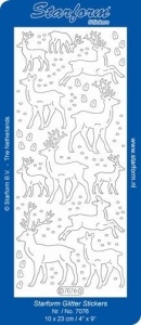 Starform stickervel rendieren transparant glitter/goud 7076 (Locatie: PP176)