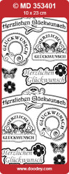 Stickervel herzlichen Gluckwunsch zilver MD353401 (Locatie: E197 )