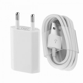 Зарядно + кабел за Iphone 5 / 5S / 5C / 6 / 6S, USB адаптер 5V/1A 220V, Кабел за данни