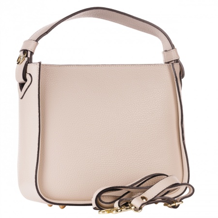 Geanta beige din piele naturala, TRENTA