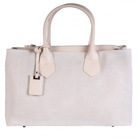 Geanta beige din piele intoarsa, FLORENCE