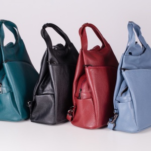 Rucsac verde petrol din piele naturala Treviso