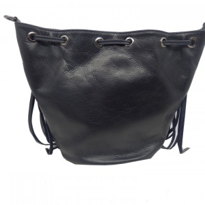 Geanta bleumarin tip bucket din piele naturala Rosello