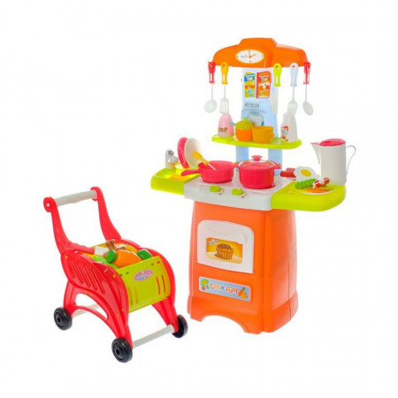 Bucătărie de jucărie cu sunete, lumini și cărucior de cumpărături, Kitchen Set model 889-123 poza 1