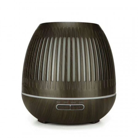 Umidificator, Difuzor de Aromă maro închis, Aromaterapie de 400 ml cu telecomandă și 7 culori. Umidificator cu difuzor cu ultrasunete. Material: ABS + PP